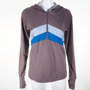 Nike Womens Medium Hooded Pullover Jacket With Blue & Gray Stripes